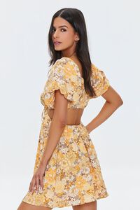 YELLOW/MULTI Plunging Floral Mini Dress, image 2