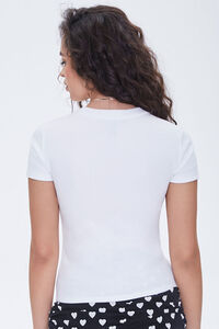 WHITE Ribbed Knit Tee, image 3