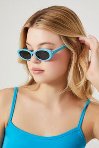 BLUE/BLACK Oval Frame Sunglasses, image 2