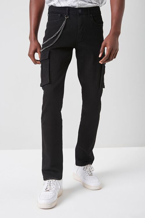 BLACK Wallet Chain Slim-Fit Jeans, image 2
