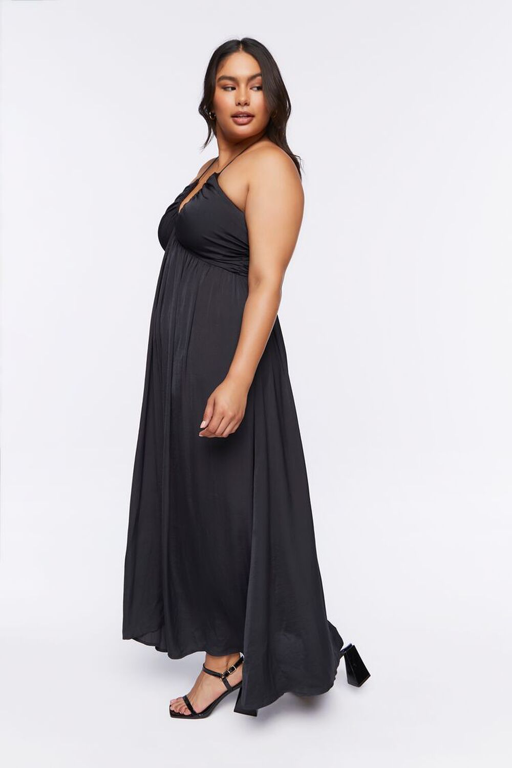 BLACK Plus Size Halter Maxi Dress, image 2