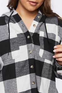 WHITE/BLACK Plus Size Hooded Plaid Combo Top, image 5