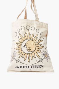 NATURAL/MULTI Good Vibes Graphic Tote Bag, image 1