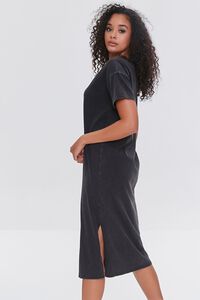 BLACK Slit Midi T-Shirt Dress, image 2