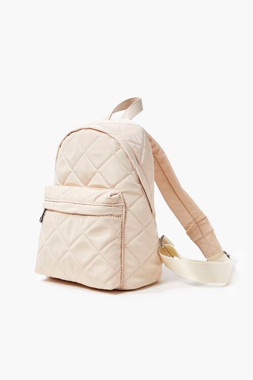 TAUPE Quilted Zip-Up Backpack, image 2