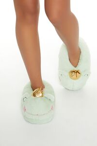 LIGHT GREEN Plush Frog Prince House Slippers, image 4