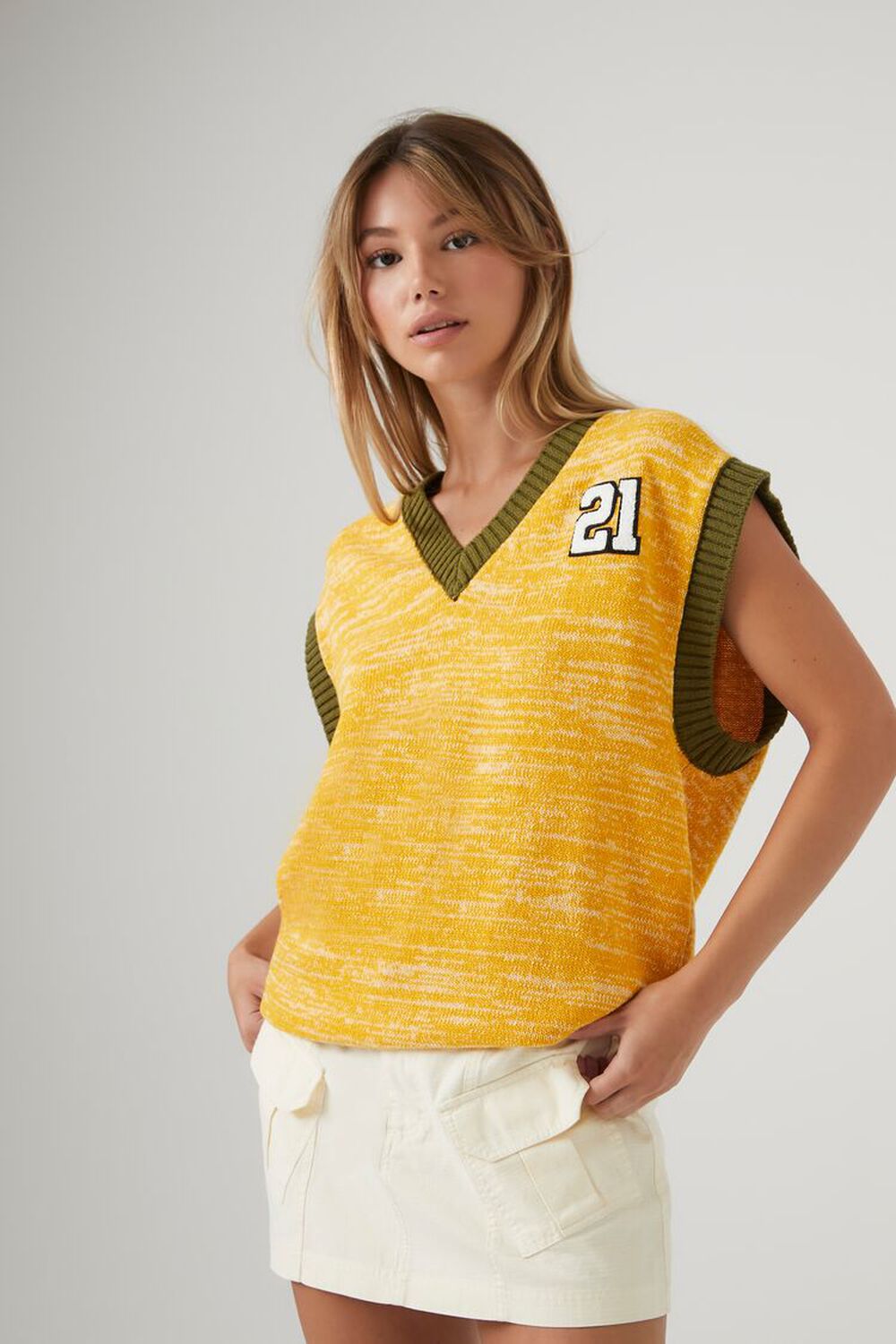 YELLOW/MULTI Marled Colorblock Sweater Vest, image 1