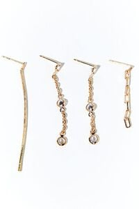 GOLD Faux Gem Chain Drop Earring Set, image 2