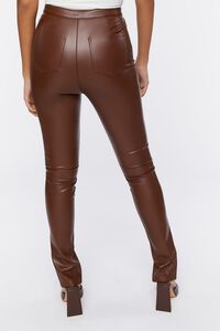 BROWN Faux Leather Split-Hem Pants, image 4