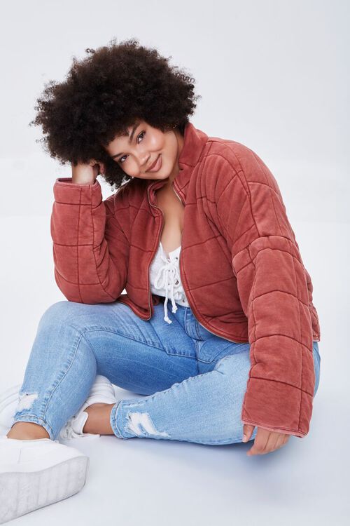 RUST Plus Size Quilted Jacket, image 1