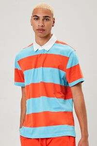 RED/TEAL Striped Short-Sleeve Polo Shirt, image 5