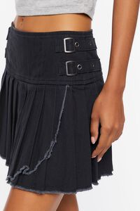 BLACK Pleated Raw-Hem Mini Skirt, image 6