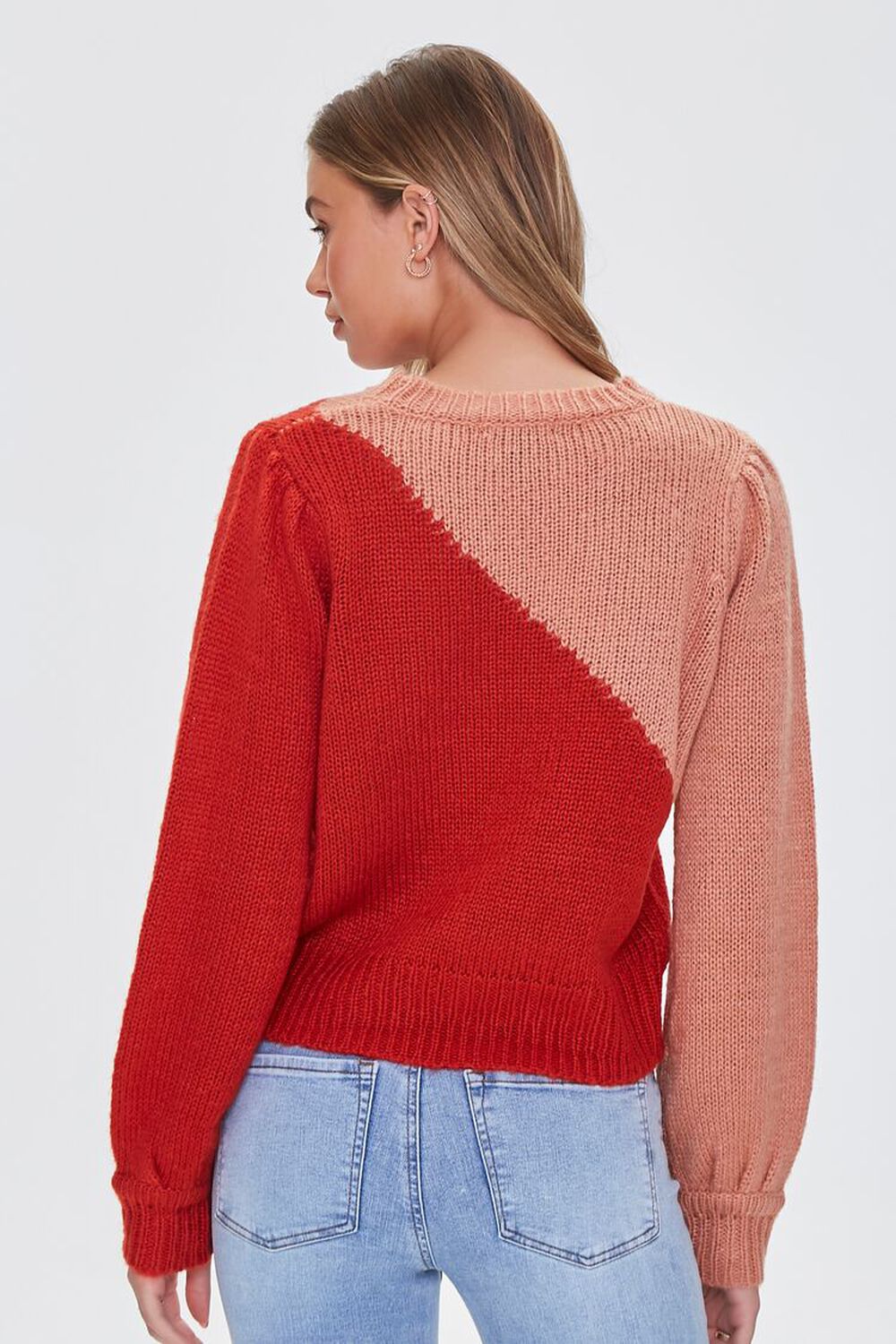 ROSE/MULTI Colorblock Ribbed-Trim Sweater, image 3