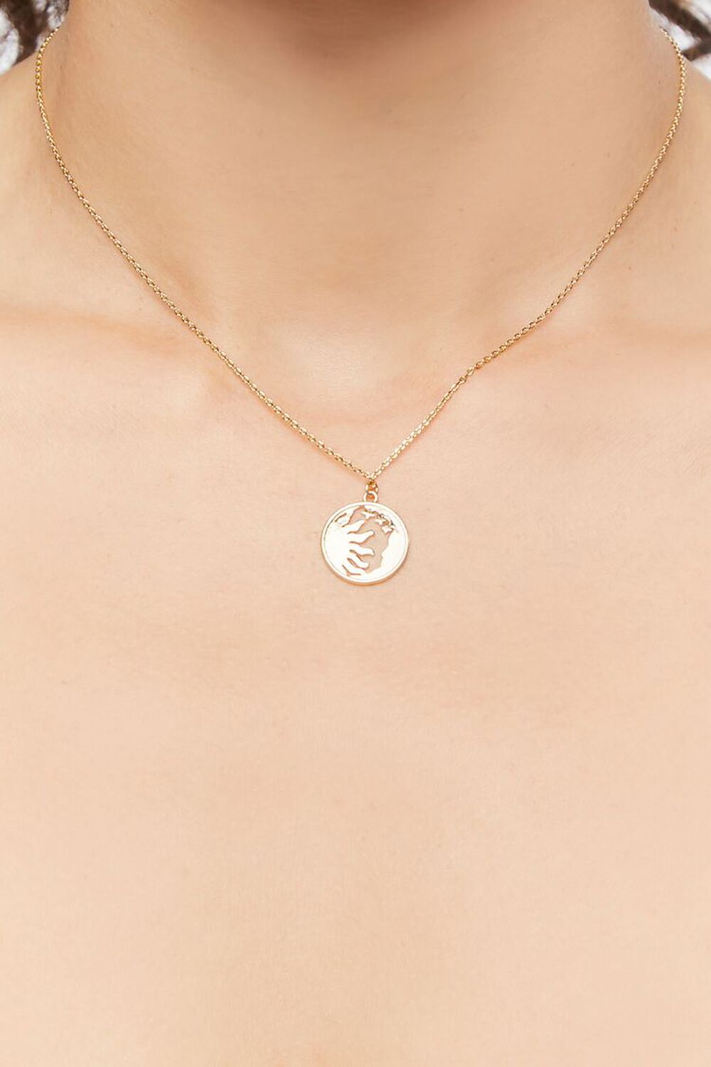 GOLD Sun & Moon Pendant Necklace, image 1