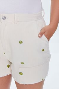 CREAM/MULTI Plus Size Happy Face Floral Shorts, image 6