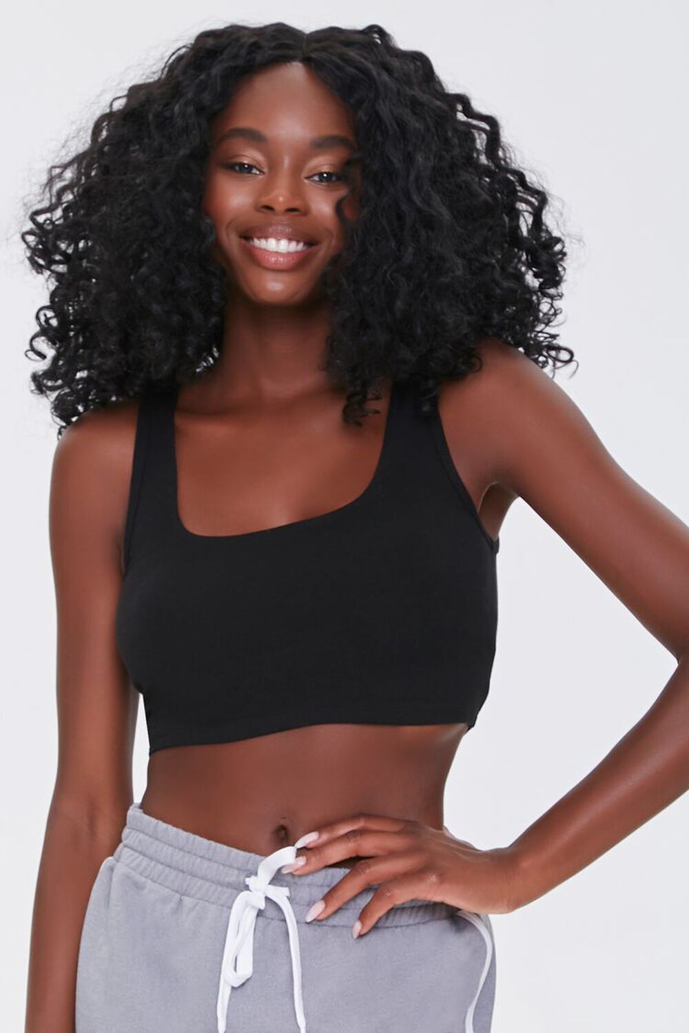 BLACK Active Cropped Tank Top, image 1
