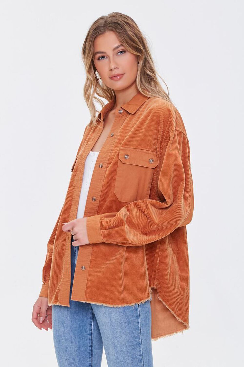 Corduroy Button-Front Shacket, image 1