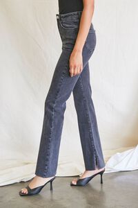 WASHED BLACK Slit-Hem High-Rise Jeans, image 3