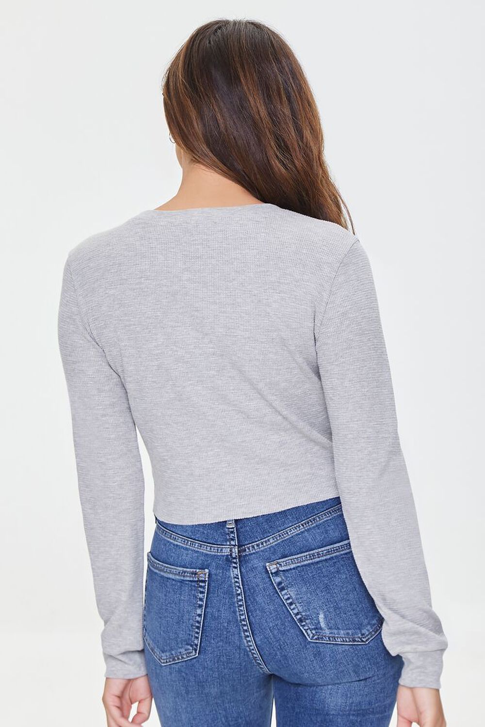 HEATHER GREY Ribbed Knit Top, image 3