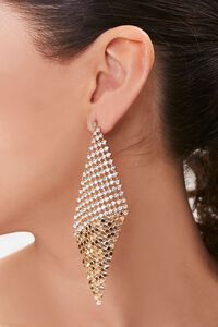 GOLD/CLEAR Faux Gem Chainmail Drop Earrings, image 1