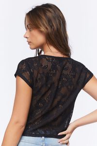 BLACK Sheer Netted Tie-Front Top, image 3