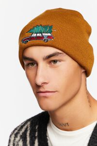 Embroidered Christmas Tree Car Beanie, image 1