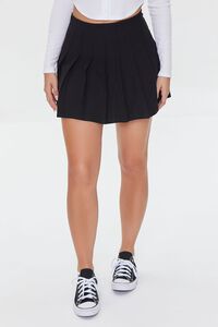 BLACK Pleated High-Rise Mini Skirt, image 2