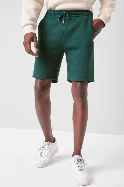 GREEN Basic Fleece Drawstring Shorts, image 2