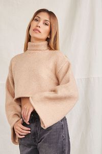 TAUPE Cropped Turtleneck Sweater, image 1