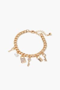 GOLD Lock & Key Charm Bracelet, image 1