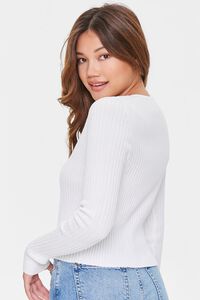WHITE Tie-Front Sweater-Knit Top, image 3