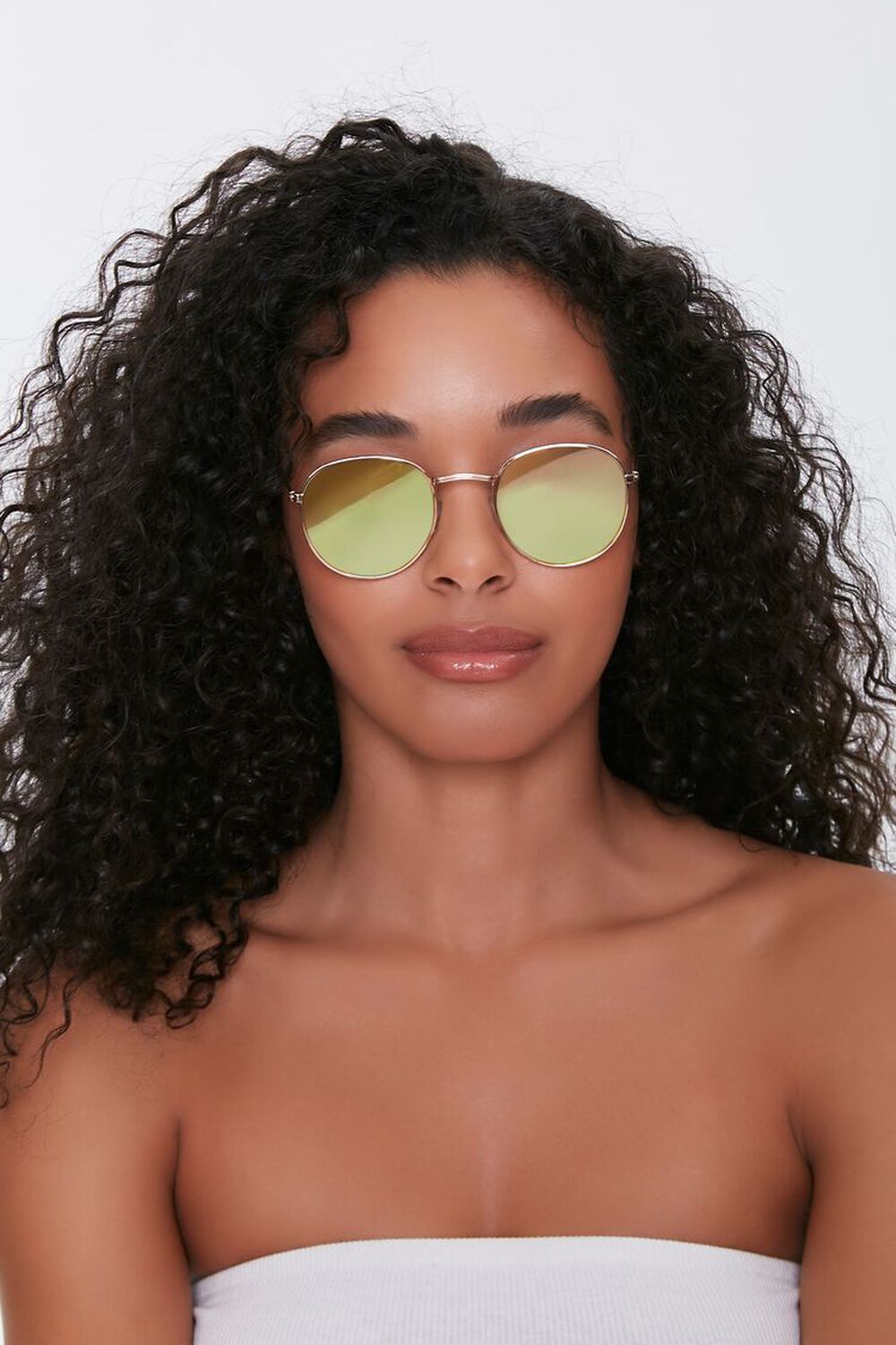 GOLD/GOLD Round Tinted Sunglasses, image 1