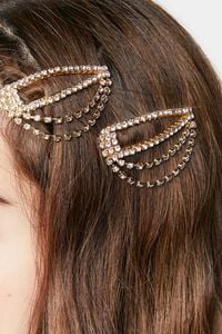 GOLD Rhinestone Chain Snap Hair Clip Set, image 2