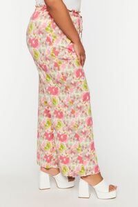 PINK/MULTI Plus Size Floral Print Wide-Leg Pants, image 3