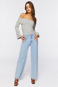 HEATHER GREY Off-the-Shoulder Cropped Sweater, image 4