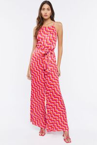 PINK/MULTI Abstract Print Halter Jumpsuit, image 4