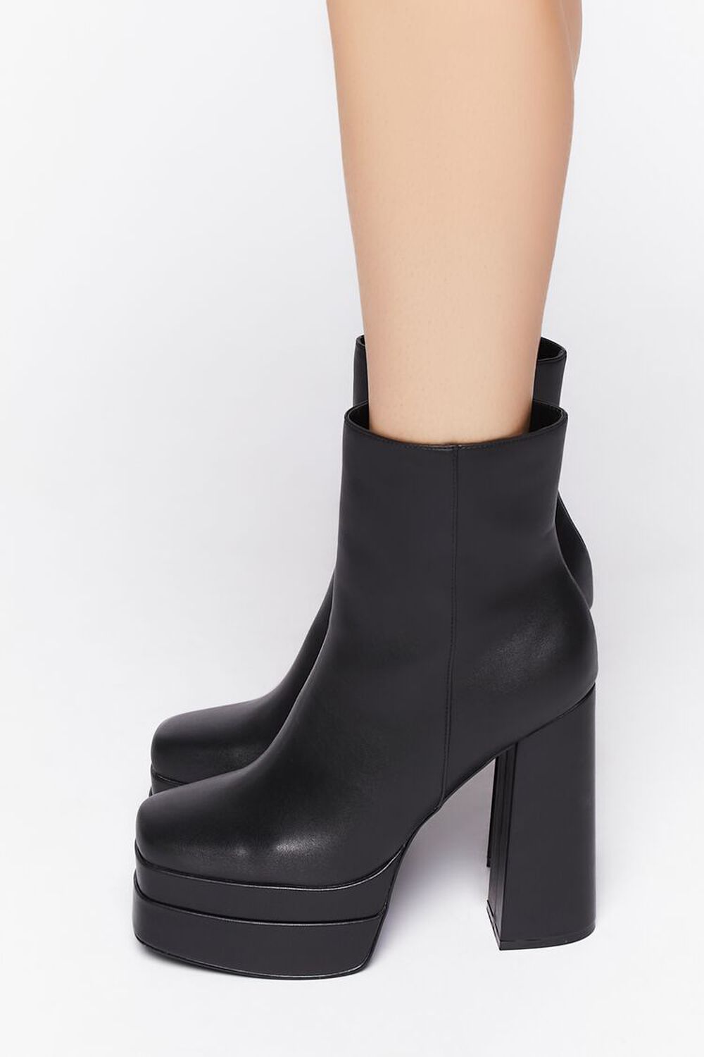 Faux Leather Stacked Platform Booties