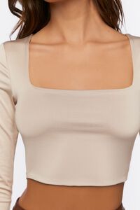 TAUPE Long-Sleeve Crop Top, image 5