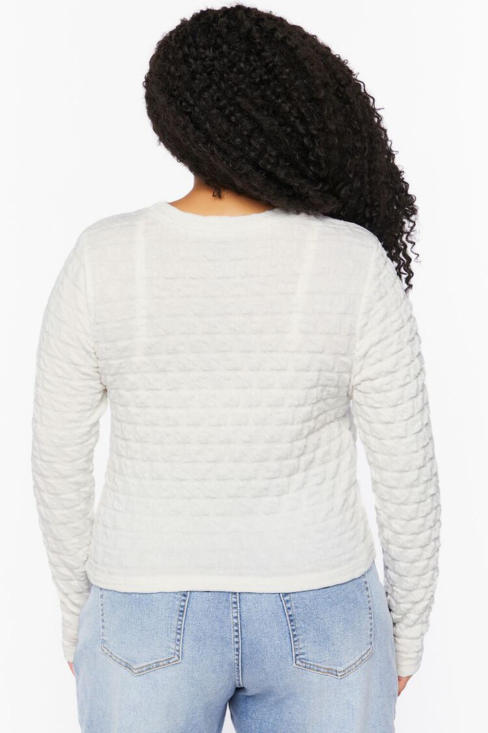 Plus Size Textured Long-Sleeve Top, image 3