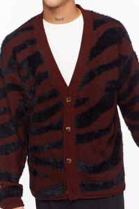 BROWN/BLACK Plush Zebra Print Cardigan Sweater, image 6