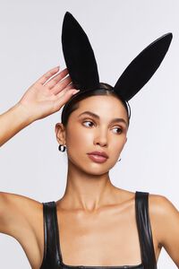 BLACK Faux Leather Bunny Ears Headband, image 2
