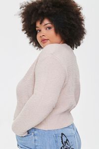 TAUPE Plus Size Fuzzy Knit Cardigan Sweater, image 2