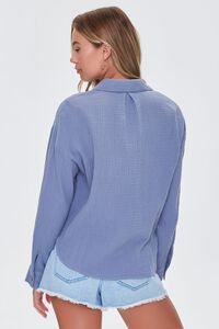 DUSTY BLUE Textured Dolphin-Hem Shirt, image 3