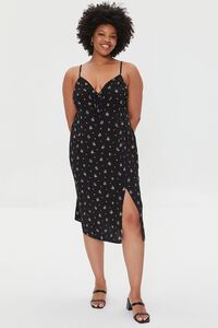 BLACK/MULTI Plus Size Floral Cami Midi Dress, image 4