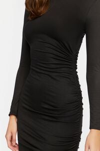BLACK Asymmetrical Ruched Drawstring Dress, image 5