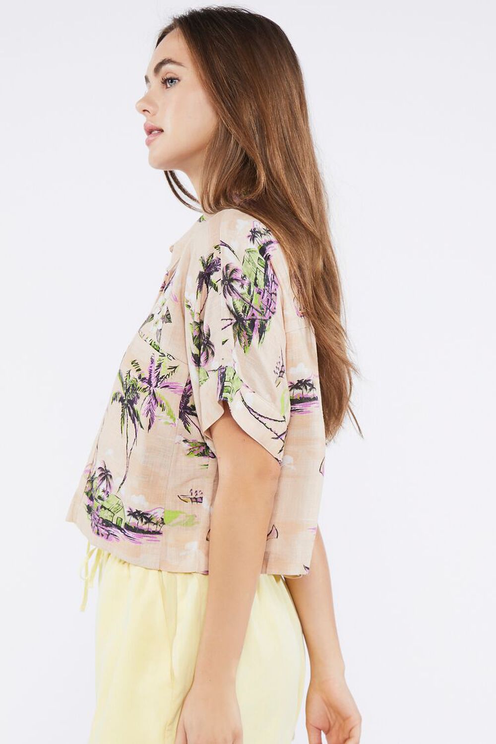 Tropical Print Linen-Blend Shirt, image 2