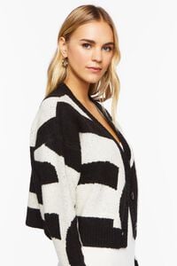 BEIGE/BLACK Abstract Marled Cardigan Sweater, image 2