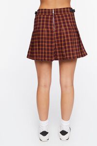 BURGUNDY/MULTI Pleated Plaid Mini Skirt, image 4