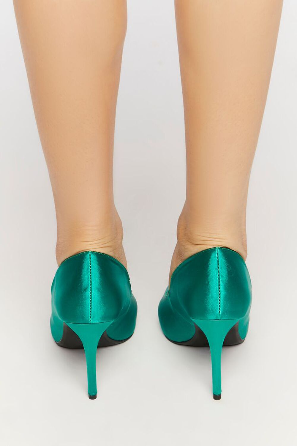 GREEN Satin Pointed Toe Pumps, image 3