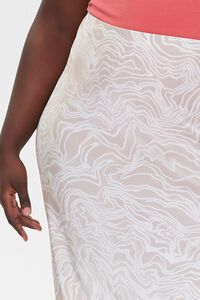 CHAMPAGNE/IVORY Plus Size Satin Line Art Skirt, image 5